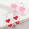Korean Designer 2025 Valentine's Day Jewelry Romantic Heart Pink Red Glitter Sweet Girl Transparent Bulb Acrylic Drop Earrings