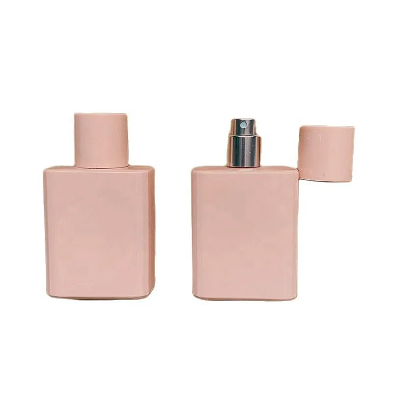 50ML Luxury Empty Perfume Bottles Matte Pink Fragrance Perfume Glass Bottle Square Fine Mist Perfume Spray Bottle Packaging