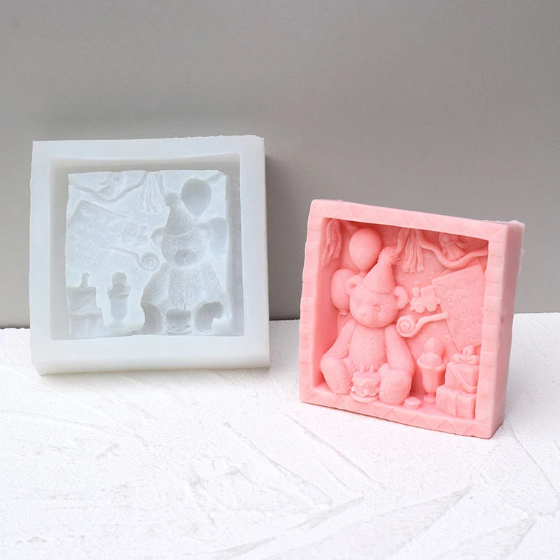Cute Sleepy Bear Candle Silicone Mold Bear Soap Silicone Mold Hot-selling Candle Silicone Molds Customizable Cake Tool