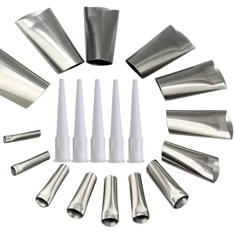 19 PCS Caulk Nozzle Applicator Perfect Caulking Finisher Nozzle Reusable Stainless Steel Sealant Finishing Tool