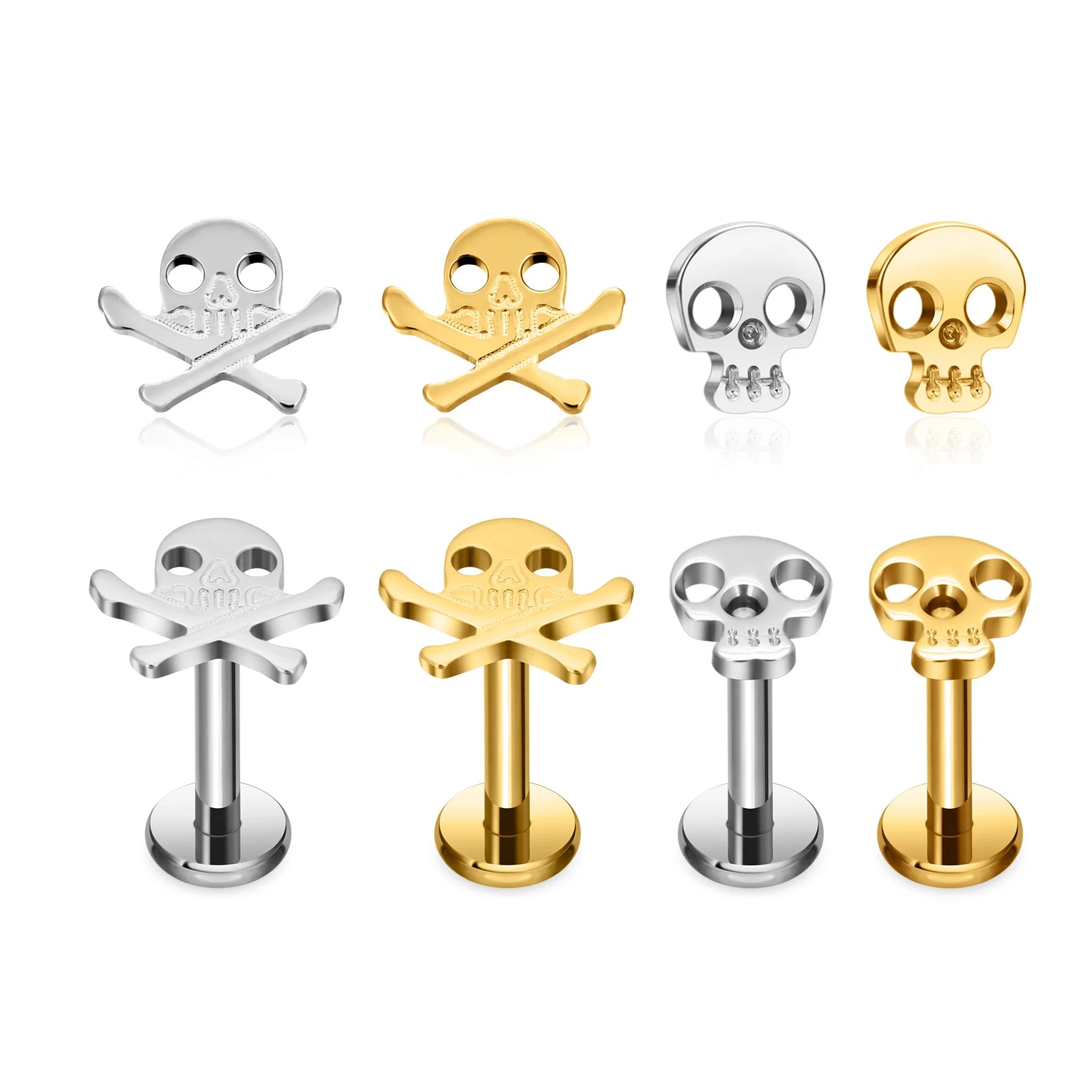 G23 Titanium Skull Shape Labret Stud ASTM F136 Punk Style Ear Nose Nostril Piercing Jewelry for Wedding Engagement & Gift