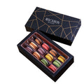 Black Luxury Cardboard Paper Packaging Gift Macaron Box with Window
