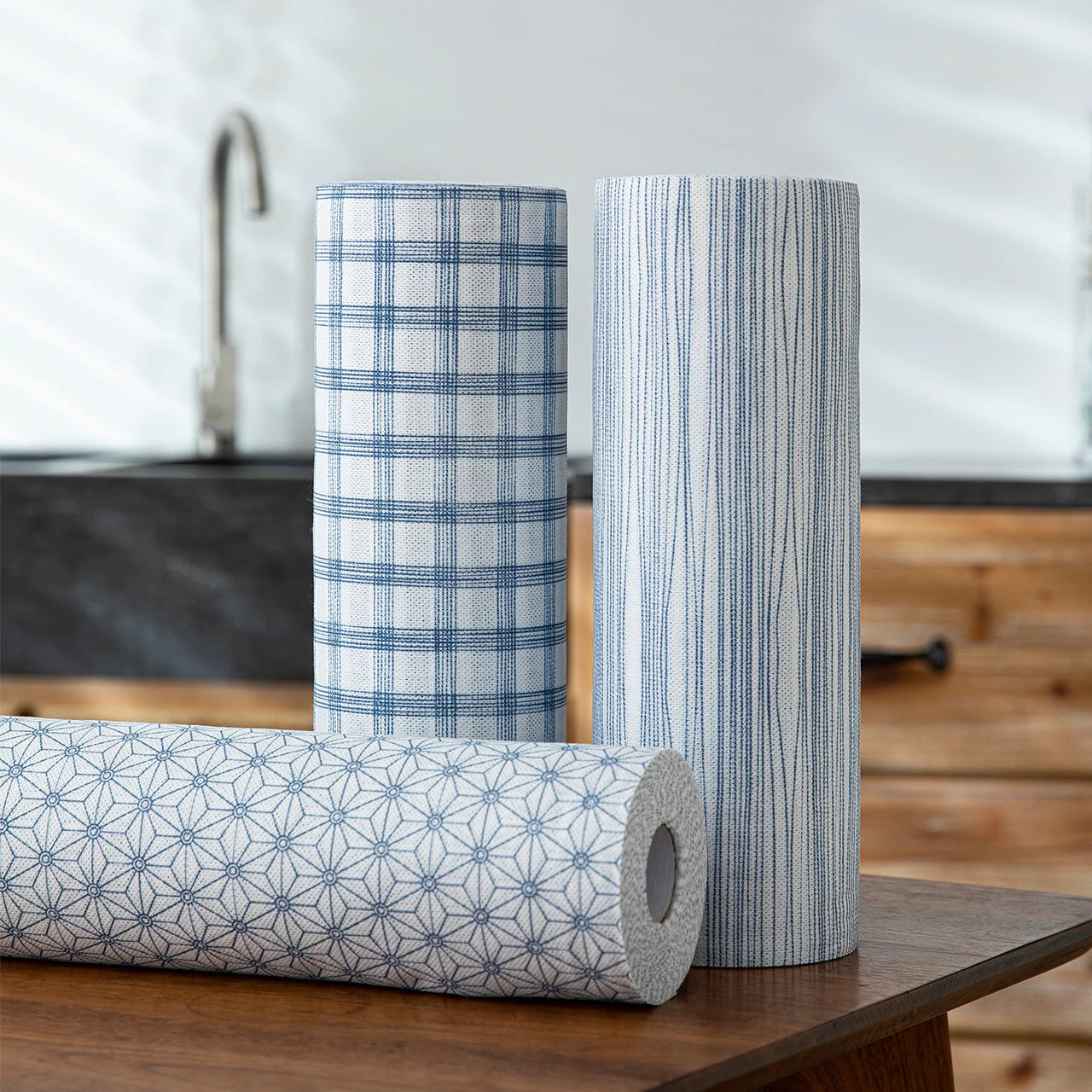 SHIMOYAMA Blue and White Printed Pattern Cleaning Cloth Multi-Function Recycled Wiping Rags for Kitchen Use