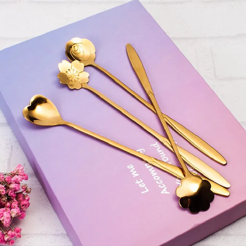 Popular Custom Mini Small Long Handled 304 Stainless Steel Teaspoon Metal Dessert Tea Spoon