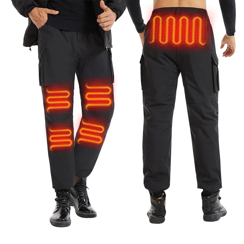 Waterproof Rechargeable Electric Heating Trousers Outdoor Usb Battery Electric Heating Cargo Pants Men