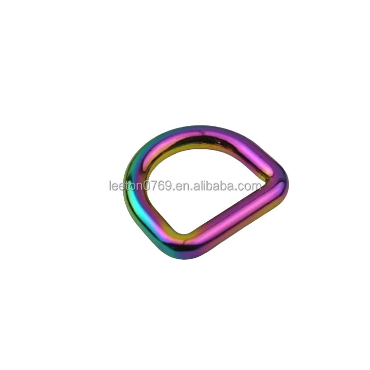 Stock Supply 20mm 0.75inch rainbow Colored Zinc Alloy D Ring Bag Buckle