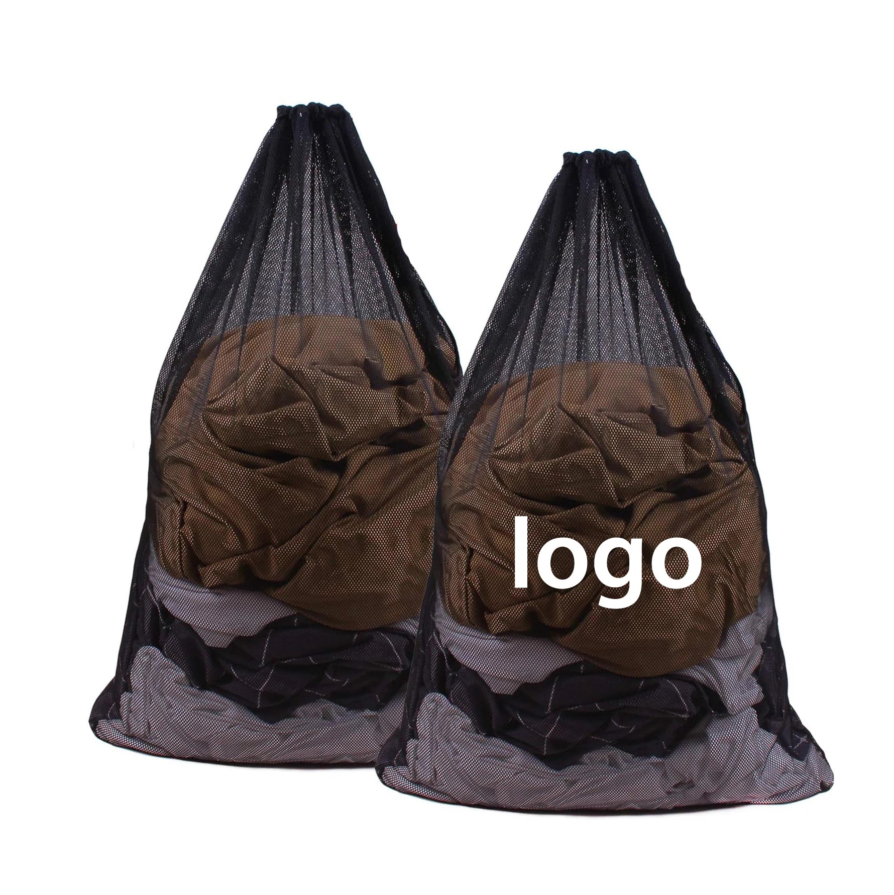 Wholesale Moving Dormitory Apartments Reusable Mesh Heavy Duty Drawstring Black Nylon Laundry Bag