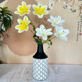 QYY TAOTAO Sun 3 Head Lily  Long Stem Artificial Stargazer Lily with 3 Tiger Lily Heads for Wedding Party Decor