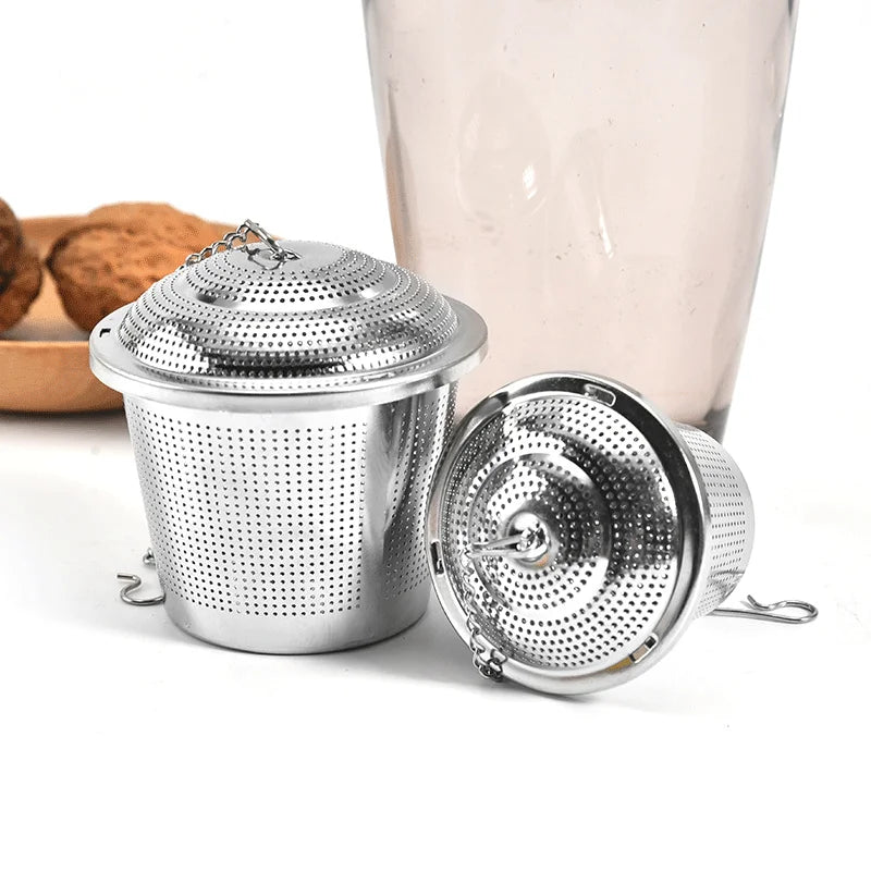 Improved Small Engraved Extra Fine Fancy Silver Metal Customized Logo Loose Stainless Steel Tea Infuser Strainer