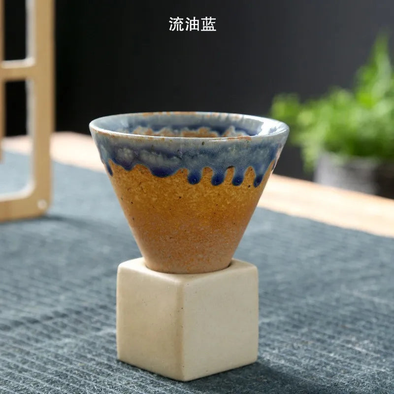 150ml 200ml Ceramic Creative Vintage Espresso Mug Handmade Funnel Coffee Cups With Base