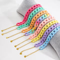 Rainbow Colorful Resin Chunky Link Bracelet Exaggerated Thick Acrylic Adjustable Paperclip Oval Square Chain Bracelet for Women
