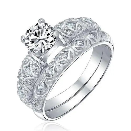 Jewelry Manufacturer 925 Sterling Silver Antique Engai Wedding Ring Set for Women