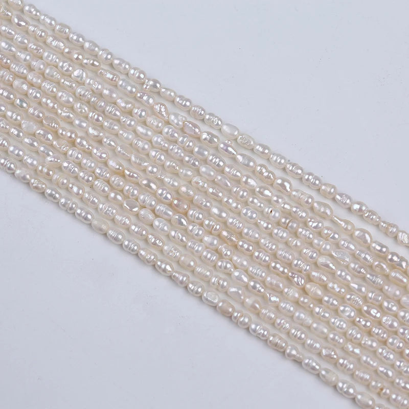 Zhuji Wholesale 4-5mm Natural Rice Shape Freshwater Pearl Beads White Color Strands for Jewelry Making