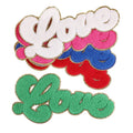 Hot Sale DIY Embroidery Patch With Gold Glitter Border Big Size Valentine's Day Love Letter Iron on Chenille Patches for Jeans