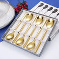 Dinner Cutlery Silver and Gold Gift Box 6pcs Mirrors Gold Set Stainless Steel Spoon Set with Box