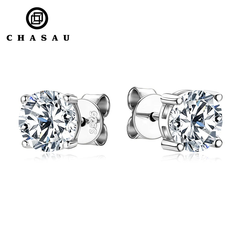 Passed Diamond Test Excellent 3.0CT 4CT 5CT Moissanite 925 Sterling Silver Perfect Cut Stone Stud Earrings for Lady