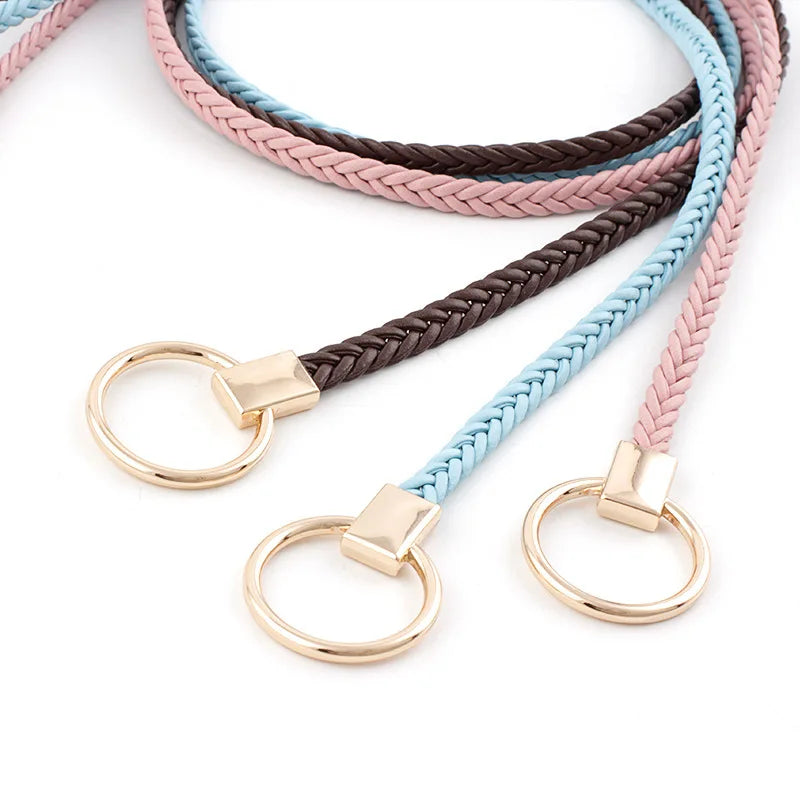 New Spring and Summer Ladies Weaving Craft Thin Belt Korean Version All-match Dress Sweater Decorative Belt Women