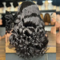 Raw Human Hair Bouncy Curly Transparent for Lace 13*4 Frontal Wig Natural Virgin Remy Hair 250% Density Long Length 1 Piece MegaBDM