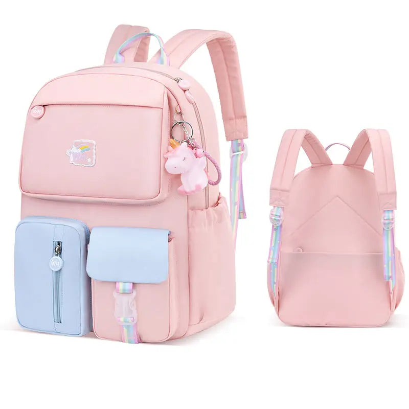 Girls Multi-Layered Children's Large Capacity Spine Protection Load Reduction Gift Pendant Good Quality School Backpacks 2024