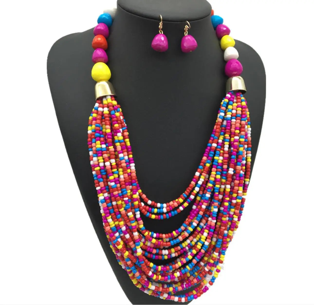 XD1804668 Hot Selling Bohemian Style Beads Jewelry Set Fashion Necklace Earrings Set Beads Necklaces Set for Women