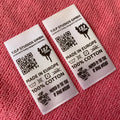 Straight Cut Printing QR Code Washing Care Satin Labelinside Clothing Neck Label for Streetwear