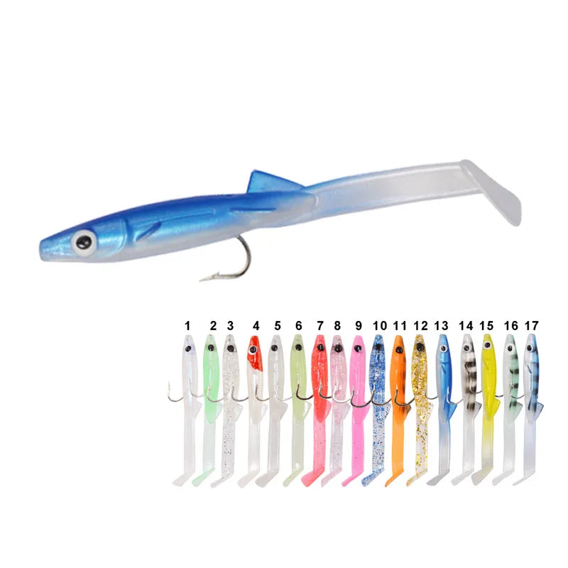 Fishing Soft Bait Soft Sea Eel Top 65mm 1.5g 8pcs Quality False Bait Paddle Tail Sand Eel Fishing Lure