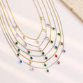 New Fashion Unique Design Lasting Stainless Steel Chain Drip Multicolour CZ Simple Style Choker Collarbone Necklace Women B-563