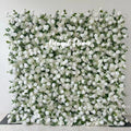 Wholesale Silk Roll up Flower Wall Backdrop Cloth Back Pink Rose 3d Artificial Flower Wall Panel for Event