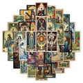 48Pcs Classic Tarot Art Style Graffiti Stickers for Luggage Laptop Decor Tarot Card Divination Sticker