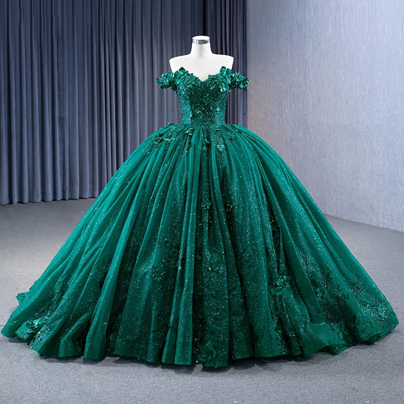 Green Sequins Beading Wedding Dress Off Shoulder Lace Applique 2023 Customize Women Party Dresses Rsm231051