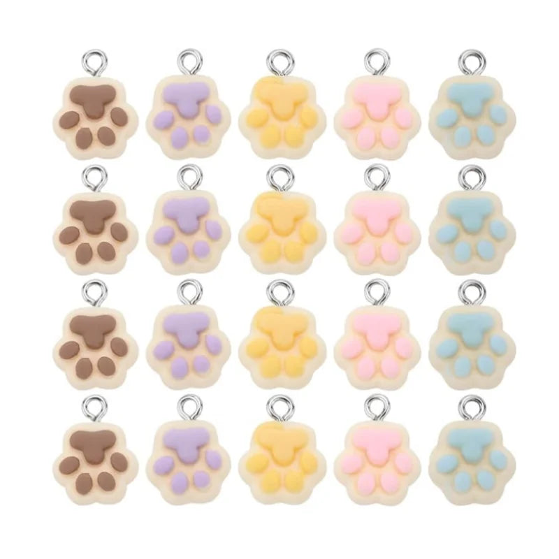 Cat Paw Print Claw Charms Cute Resin Colorful Animals Footprint Charm for Jewelry Making Charms