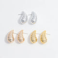 Fashion Niche Design Punk Metal Color Plated Jewelry Hollow Gold Thread Drop Earrings Acrylic Teardrop Stud Earrings for Women