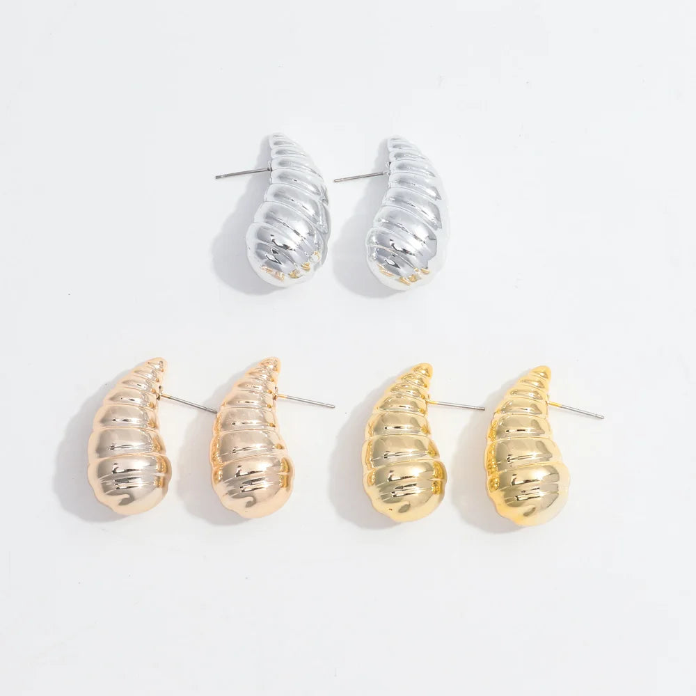 Fashion Niche Design Punk Metal Color Plated Jewelry Hollow Gold Thread Drop Earrings Acrylic Teardrop Stud Earrings for Women