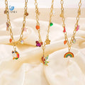 SUMMLY Oil Drop Cartoon Rainbow 18K Gold Plated Stainless Steel Pendant Necklace Fashion Jewelry Manufacturer