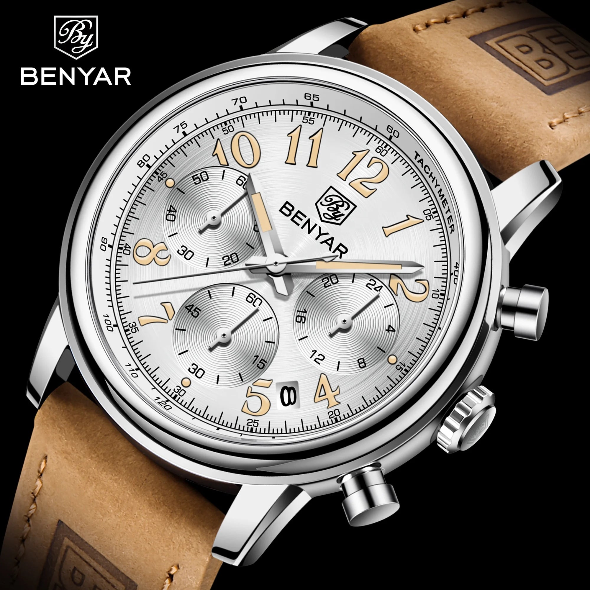 2023 New BENYAR 5190 Clock Luxury Men Quartz Wristwatch Sports Leather Gift Watches 30ATM Waterproof Fashion Watch for Men