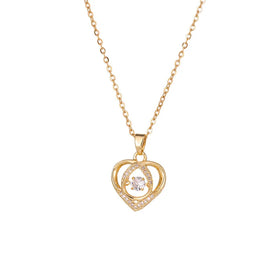 Yiwu DAICY Romantic Charm Jewelry Diamond Love Necklace Stainless Steel Heart Pendant Necklace Women's Holiday Gift