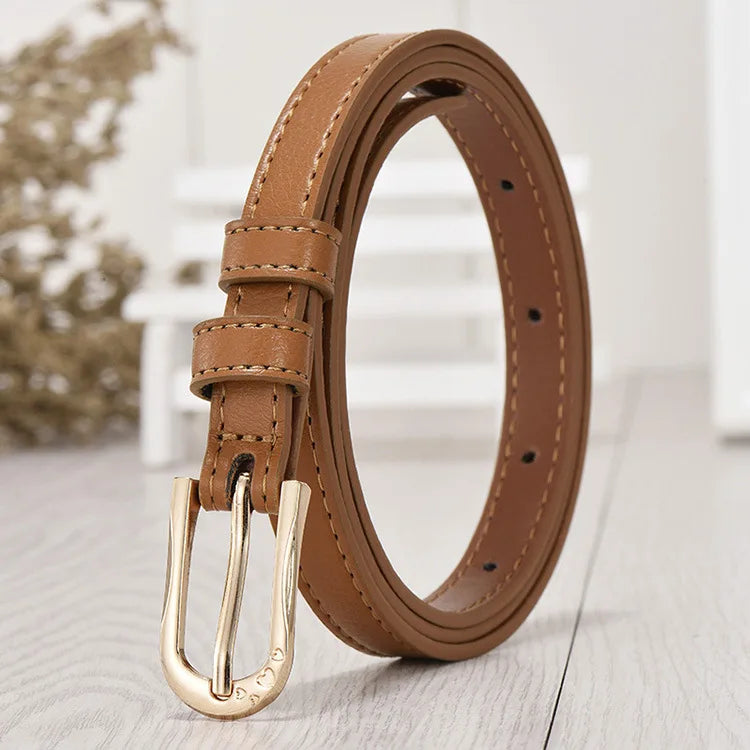 Fashion Black Blue White Pink Red Women Belts Thin Skinny Waistband Pin Buckle Adjustable Belt Summer Dress Jeans Strap Pu Belts