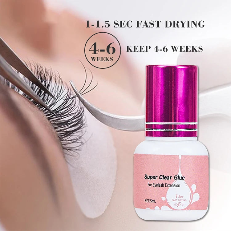 Private Logo Fast Dry 0.5s 1s 2-3s Korean Volume Eyelash Extension Adhesive Clear and Black Lashes Glue