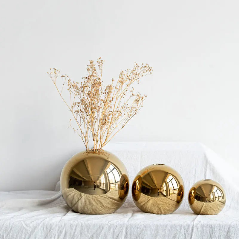 Hot Sale Electroplated Ceramic Gold Vase Home Decor Vases Gold Home Glitter Bling Wedding Decoration Gold Flower Vase