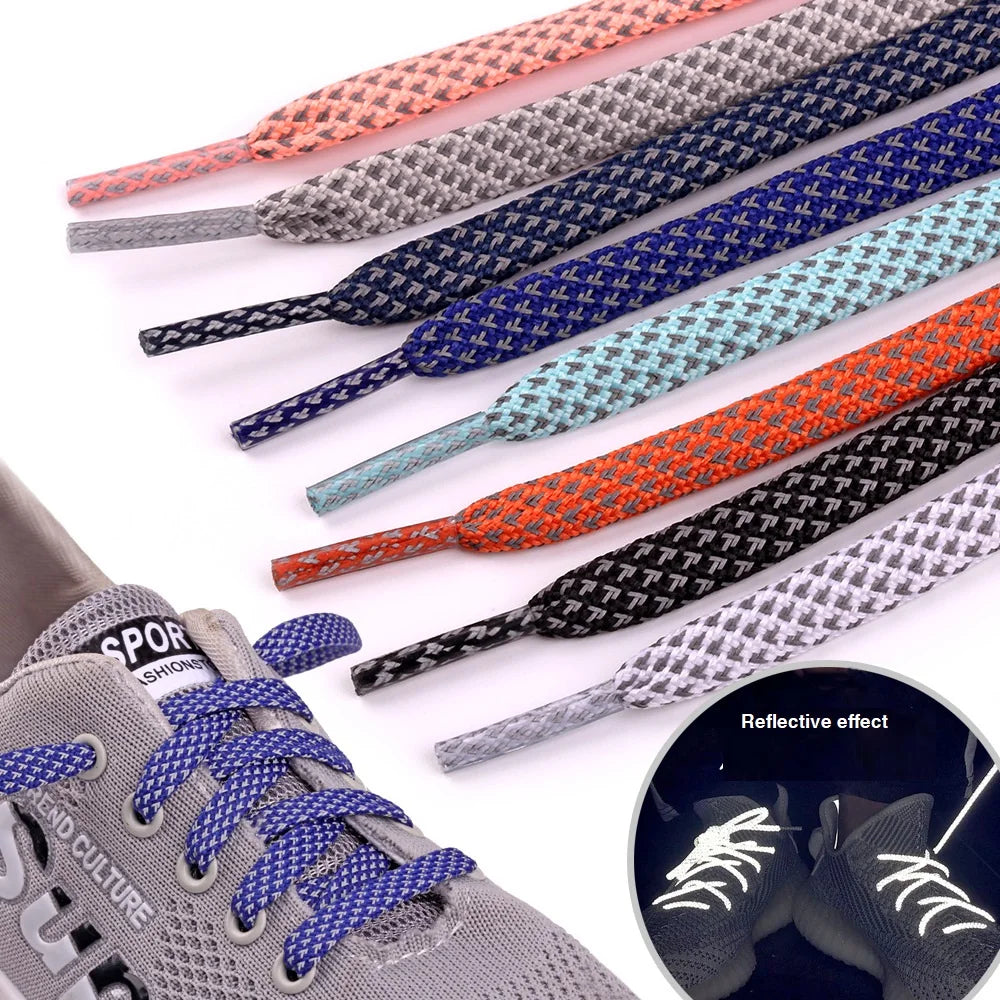 Factory Wholesale 3M Flat Reflective Shoelaces Various Colors Reflected Shoe Laces for Sport Shoes
