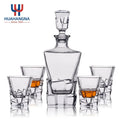Fashioned 880ml Large Capacity Lead Free Crystal Clear Glass Whiskey Decanter Set with 4 Whisky Glasses in Premium Gift Box