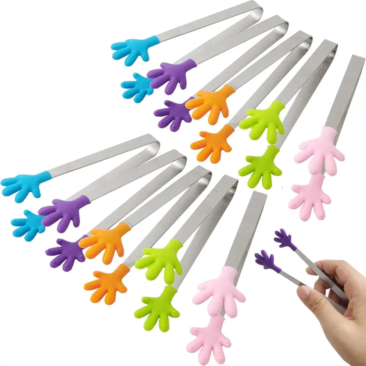 Wholesale Customized Mini Tong Hand Shape Silicone Food Kid Tongs for Sugar Cubes Serving Food