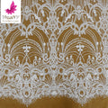 HY2746 Elegant White Sequins Beaded Embroidery Tulle Lace Fabric for Women Bridal Dress
