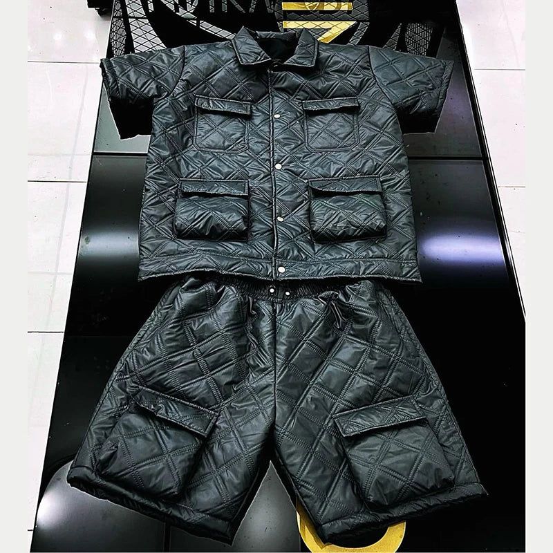 YSJY Manufacturer Custom Winter 2 Piece Windbreak Shorts Set Jogging Suit Short Streetwear Tracksuit for Men