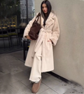 Women's Cozy Long Faux Mink Fur Trench Coat with Lapel Dropshipping 2021 Winter Outwear Finished Product