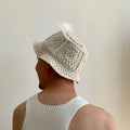 2025 Crochet Handmade Cotton Bucket Hat with Crochet Macrame Style White Sand Black Brown Green Mustard Grey Color