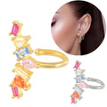 Gaby Fashion 925 Sterling Silver Fake Earring for Men Colored Zircon Fake Click Earring Cool Fake Earrings Women