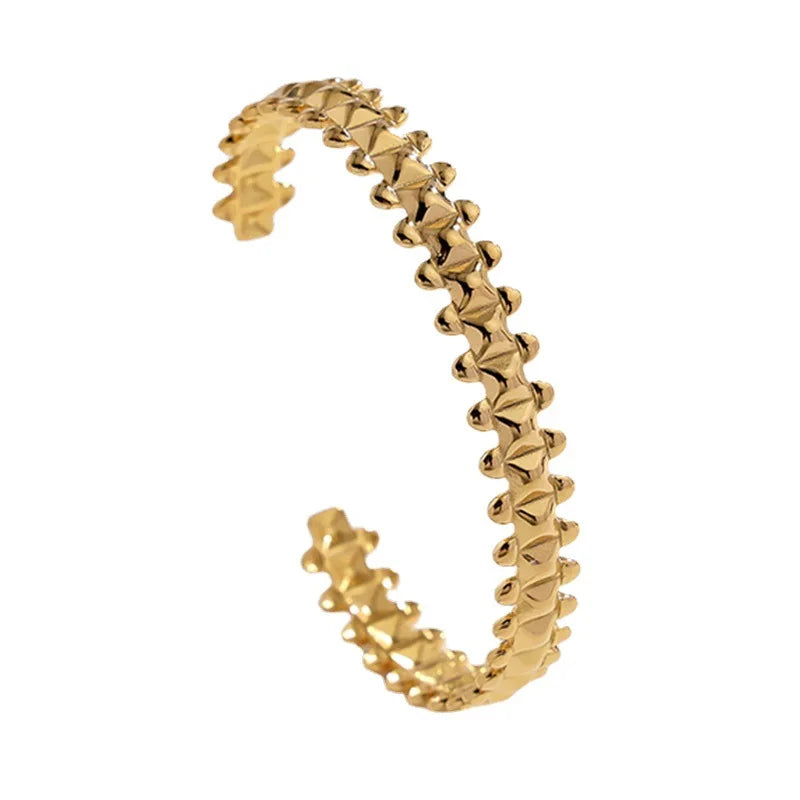 BM Hypoallergenic Gold Plated Stainless Steel Beaded Bracelet for Women Geometric Irregular Bangle for Gift