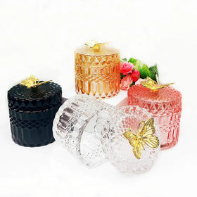 Wholesale Handmade Clear Crystal Glass Storage Jar with Lid Cylinder Candle Jar in Carton