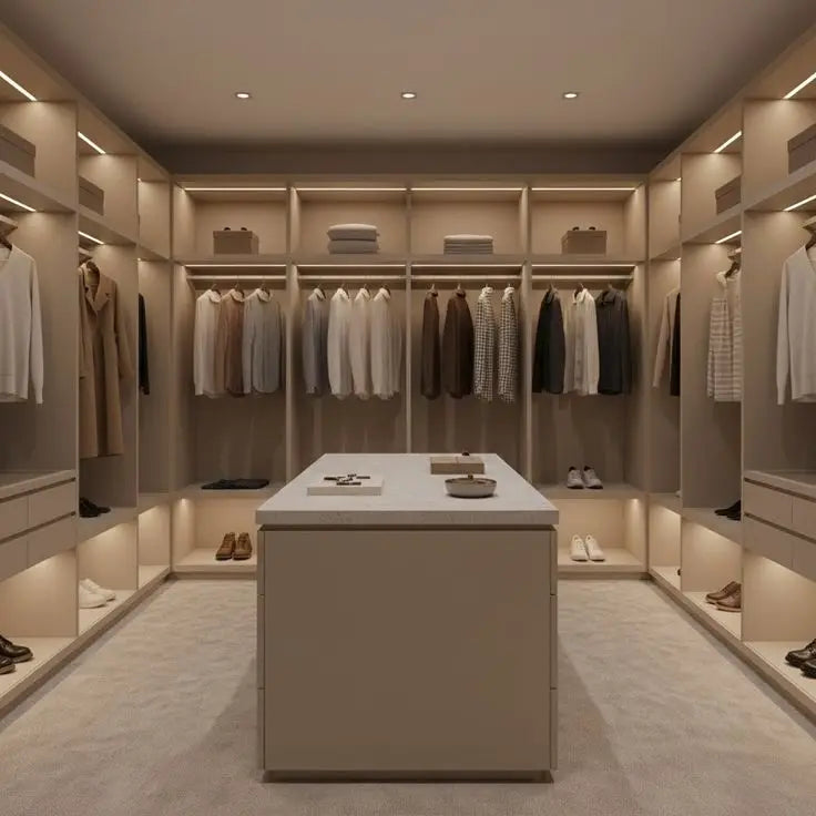 High Quality Spacious Walk-in Wardrobe Elegant Design Custom Size for Home Bedroom Project MegaBDM